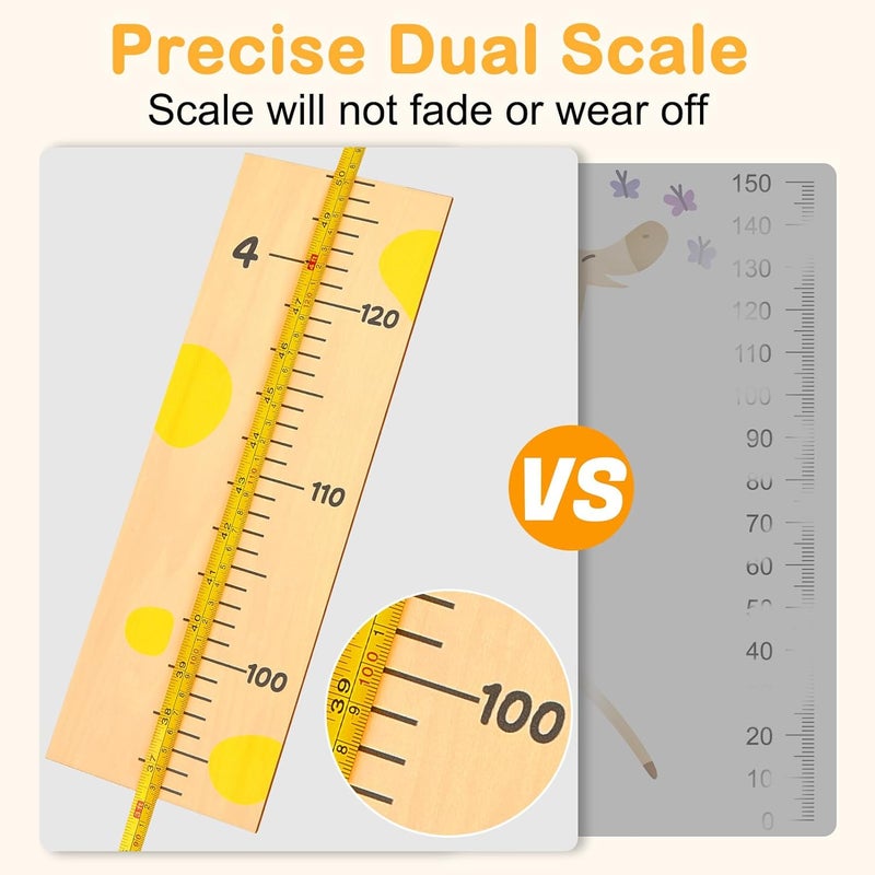 Beinou Growth Chart for Wall Wood Height Chart for Kids Height Measurement for Wall Boy Girls Height Wall Chart Growth Measuring Ruler Room Wall Decor,Yellow Giraffe - Image 3
